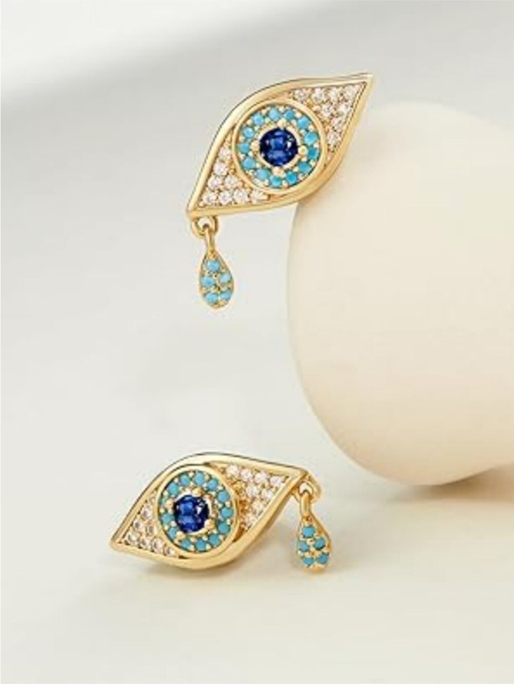 NEW Evil Eye 18k Gold Plated Earrings Cubic Zirconia Turquoise Stud Earring Set‎